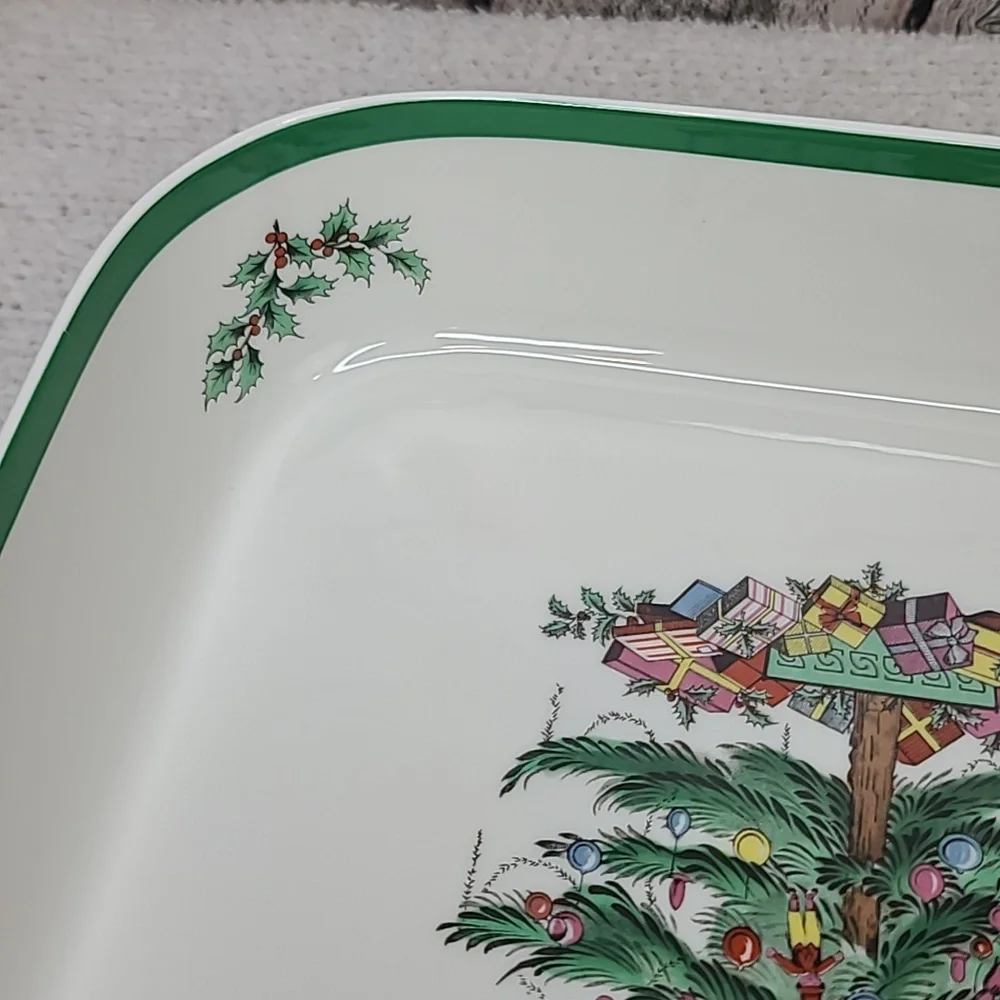 Spode Christmas Tree Classic Vintage Collectible Ceramic Square Buffet Dish